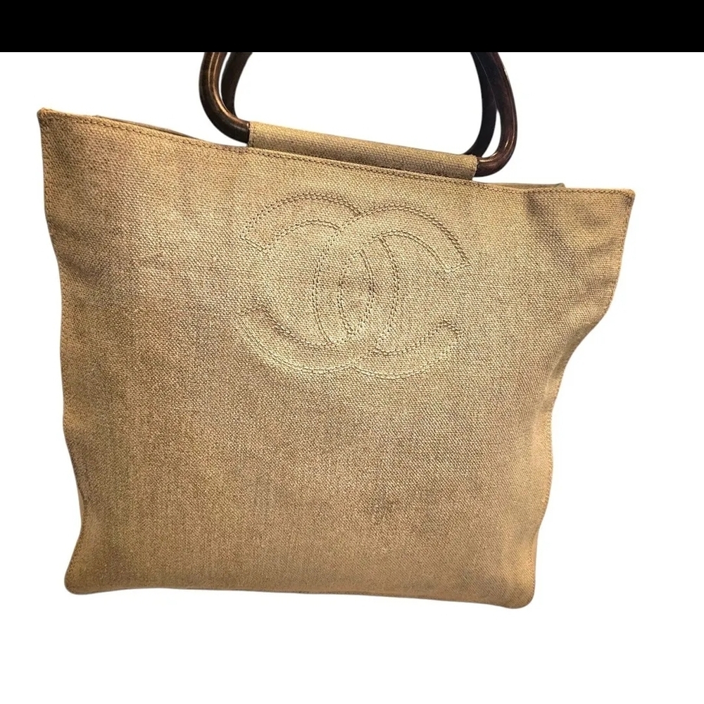CHANEL Elegant Gold Beige Tote Bag